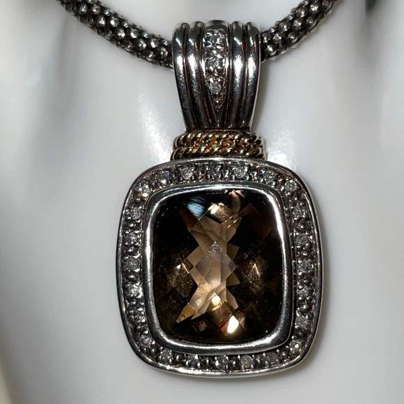 Citrine and Diamond Sterling Silver and 14K Gold Ring and Necklace Set - Picture 4 of 9